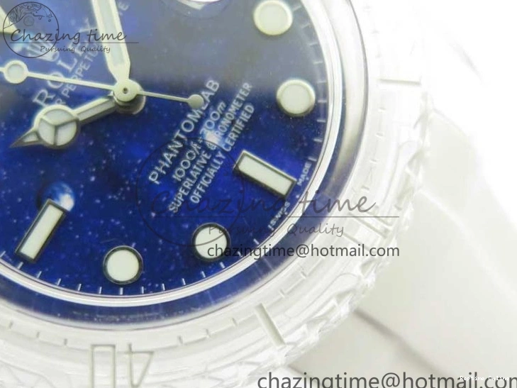 0512 Submariner Phantomlab Transparent KZF Best Edition Deep Blue Dial on White Rubber Strap VR WellDesigned 2568